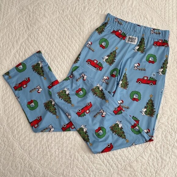 Brief Insanity Snoopy Peanuts Christmas Tree Pajama Lounge Pants Holiday Small - Picture 1 of 10